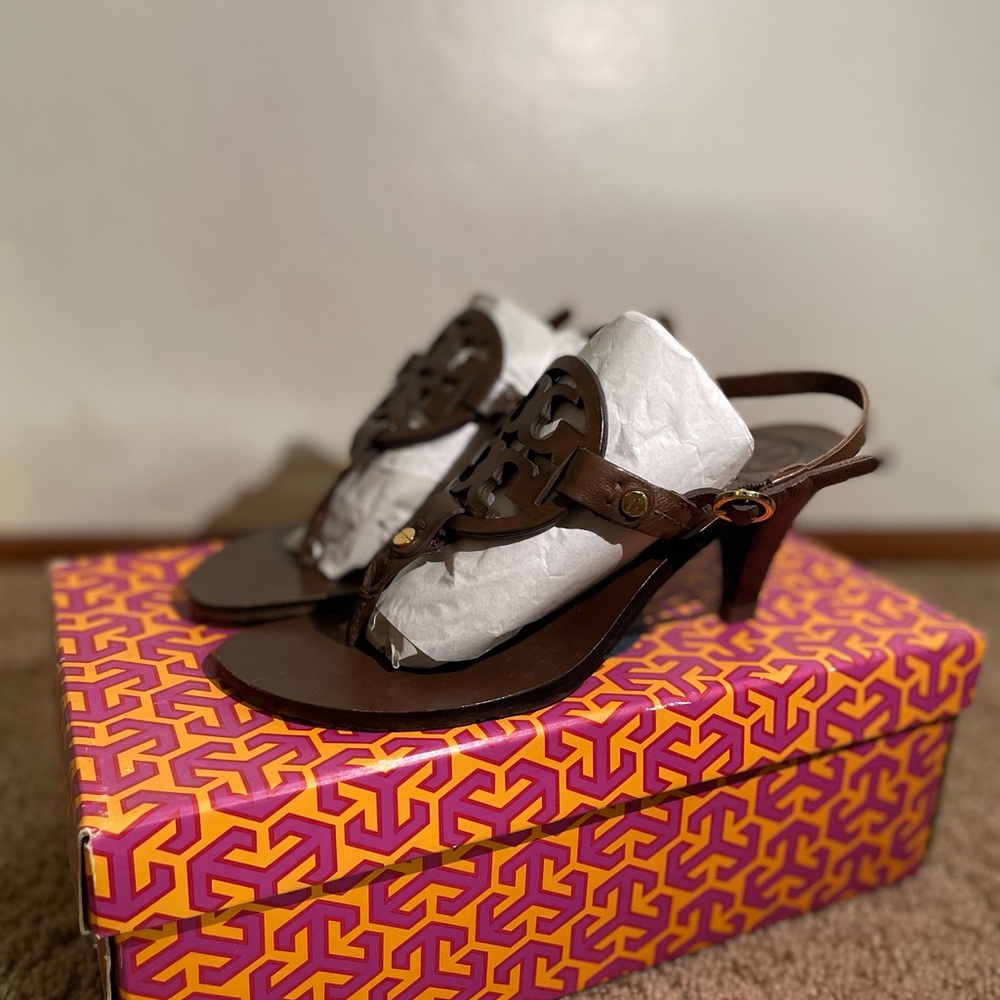 Tory Burch Holly Brown Leather Heels